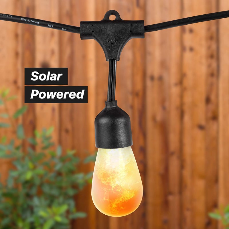 Brightech Ambience Pro Solar Powered LED Outdoor String Lights - 27 Ft Commercial Waterproof Patio Lights with Flaming, Flickering Bulbs - Shatterproof String Lights for Halloween, Porch, Deck - Image 5